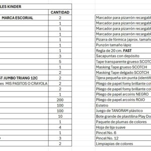 BOLSA DE UTILES BJ KINDER CICLO 2026